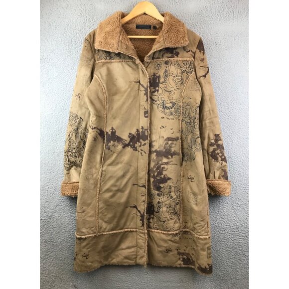 Sao Paulo Womens Faux Suede Shearling Lined Mid-Length Coat 10 - Picture 1 of 14